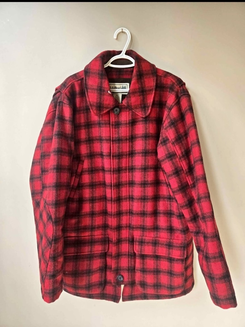 L.L. Bean Red and Black Plaid Shirt Jacket